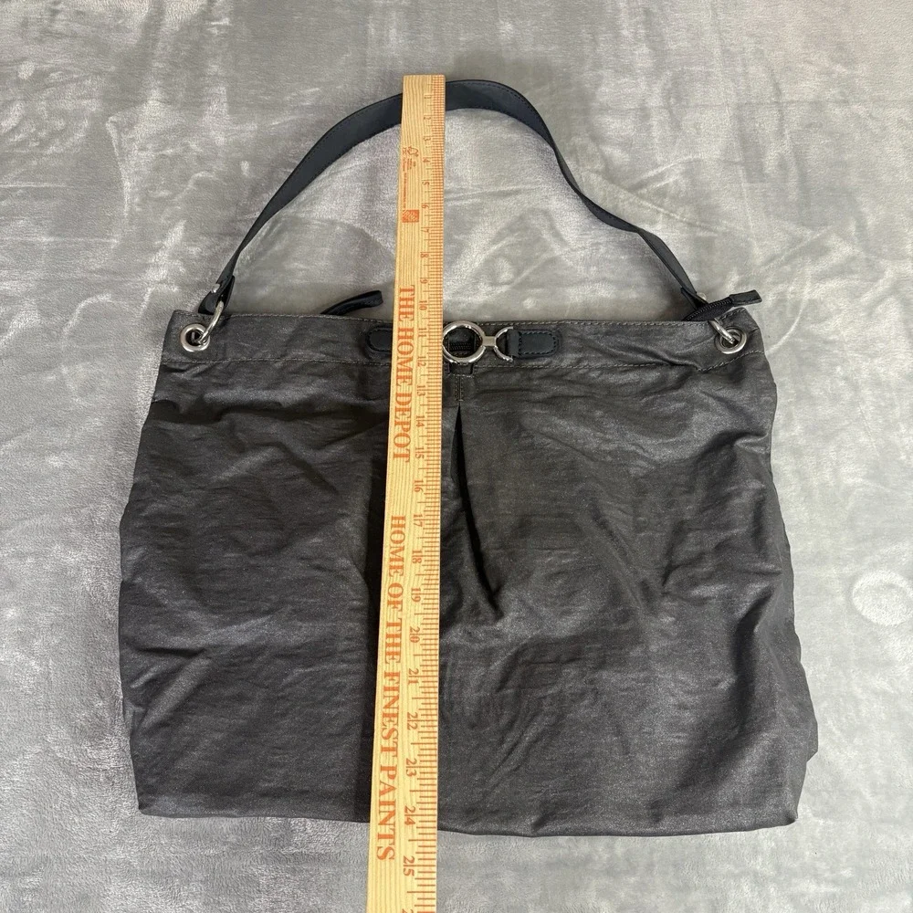 Banana Republic Metallic Canvas Large Hobo Bag Women's Dark Gray Silver Carryall